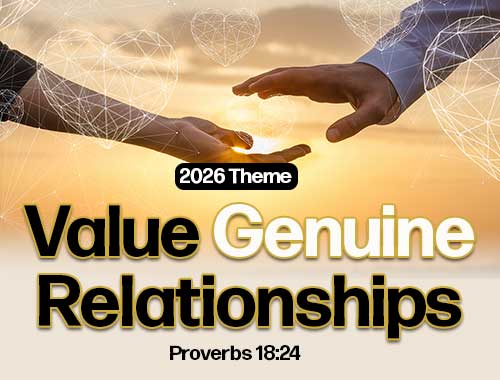 banner with hands almost touching and the words Value Genuine Relaationships